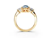 3 Stone Engagement Ring Setting for Fancy Blue Marquise Center with Matching Side Accents and Prong Head in Yellow Gold