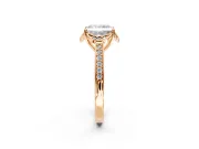 Floral Engagement Ring Setting for Radiant Cut Center with Four Accent Clusters and Prong Head in Rose Gold