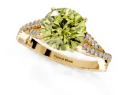 Solitaire Engagement Ring Setting for Fancy Yellow Round Cut Center with Twisted Pave Split Shank and Prong Head in Yellow Gold