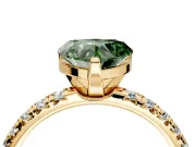 Solitaire Engagement Ring Setting for Fancy Green Heart-Shaped Center with Large Accents and Prong Head in Yellow Gold