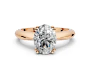 Solitaire Engagement Ring Setting for Oval Center with Reverse Tapered Band and Prong Head in Rose Gold