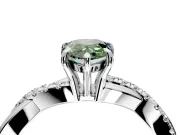 Crossover Engagement Ring Setting for Fancy Green Pear-Shaped Center with Pave and Plain Strands and Prong Head in Sterling Silver