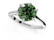 Solitaire Engagement Ring Setting for Fancy Green Round Cut Center with Cathedral Band and Prong Head in Platinum