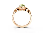 Leaf Engagement Ring Setting for Fancy Yellow Marquise Center with Milgrain Accent Band and Prong Head in Rose Gold