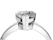 Solitaire Engagement Ring Setting for Heart-Shaped Center with Plain Band and Flat Tab Prong Head in White Gold