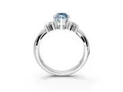 Solitaire Engagement Ring Setting for Fancy Blue Marquise Center with Grooved Bar Accent Band and Prong Head in Platinum
