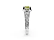Solitaire Engagement Ring Setting for Fancy Yellow Cushion Cut Center with Accented Split Shank and Prong Head in Sterling Silver