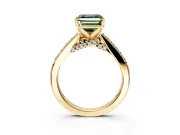 Solitaire Engagement Ring Setting for Fancy Green Asscher Cut Center with Crossover Accents and Prong Head in Yellow Gold