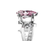 Solitaire Engagement Ring Setting for Fancy Pink Pear-Shaped Center with Pave and Plain Crossover Band and Prong Head in Sterling Silver