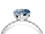 Solitaire Engagement Ring Setting for Fancy Blue Heart-Shaped Center with Fine Pave Band and Claw Prong Head in Platinum