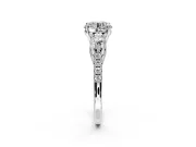 3 Stone Engagement Ring Setting for Round Cut Center with Crossover Basket, Pave Band and Prong Head in Sterling Silver