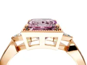 Cluster Engagement Ring Setting for Fancy Pink Princess Cut Center with Milgrain Shoulder Clusters and Prong Head in Rose Gold