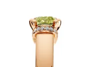 Solitaire Engagement Ring Setting for Fancy Yellow Cushion Cut Center with Wide Band, Pave Collar and Prong Head in Rose Gold