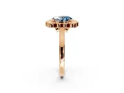 Cluster Halo Engagement Ring Setting for Fancy Blue Oval Center with Milgrain Bezel Accents and Prong Head in Rose Gold