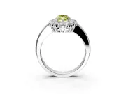 Halo Engagement Ring Setting for Fancy Yellow Marquise Center with Milgrain Channel Band and Prong Head in Sterling Silver