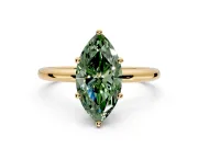 Hidden Halo Engagement Ring Setting for Fancy Green Marquise Center with Thin Round-Wire Band and Prong Head in Yellow Gold