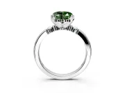 Solitaire Engagement Ring Setting for Fancy Green Heart-Shaped Center with Beaded Shoulders and Prong Head in Platinum