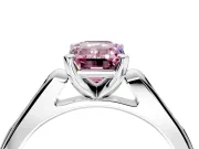 Solitaire Engagement Ring Setting for Fancy Pink Emerald Cut Center with Channel Accents and Prong Head in Platinum
