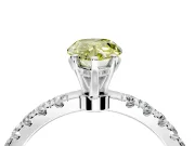 Open Basket Engagement Ring Setting for Fancy Yellow Pear-Shaped Center with Pave Band and Prong Head in Platinum