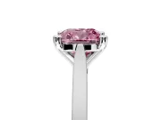Solitaire Engagement Ring Setting for Fancy Pink Cushion Cut Center with Tapered Shoulders and Prong Head in Platinum
