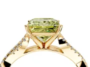 Solitaire Engagement Ring Setting for Fancy Yellow Princess Cut Center with Twisted Pave Split Shank and Prong Head in Yellow Gold
