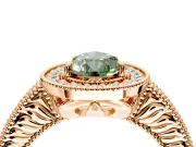 Milgrain Halo Engagement Ring Setting for Fancy Green Pear-Shaped Center with Pave Band and Prong Head in Rose Gold