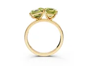 Fancy Yellow Asscher Cut and Emerald Cut Lab-Grown Diamond Toi et Moi Engagement Ring with Prong-Set Stones in Yellow Gold