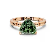 Solitaire Engagement Ring Setting for Fancy Green Heart-Shaped Center with Beaded Shoulders and Prong Head in Rose Gold