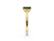 Solitaire Engagement Ring Setting for Fancy Green Emerald Cut Center with Narrow Cathedral Band and Prong Head in Yellow Gold