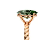 Solitaire Engagement Ring Setting for Fancy Green Oval Center with 2-Strand Rope Twist Band and Prong Head in Rose Gold