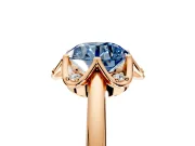 Floral Frame Engagement Ring Setting for Fancy Blue Round Cut Center with Accent Clusters and Prong Head in Rose Gold