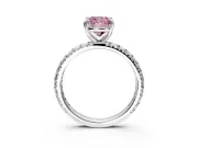 Solitaire Engagement Ring Setting for Fancy Pink Cushion Cut Center with Shared-Prong Accents and Prong Head in Sterling Silver