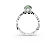 Solitaire Engagement Ring Setting for Fancy Green Marquise Center with Accented Twist Band and Leaf Prong Head in Sterling Silver