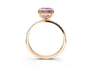 Solitaire Engagement Ring Setting for Fancy Pink Princess Cut Center with Pave Accents and Prong Head in Rose Gold