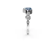 Vintage Station Engagement Ring Setting for Fancy Blue Heart-Shaped Center with Accents and Prong Head in White Gold