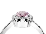 Halo Engagement Ring Setting for Fancy Pink Pear-Shaped Center with Inner Milgrain Border and Prong Head in Sterling Silver