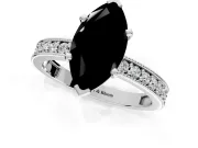 Milgrain Pave Engagement Ring Setting for Fancy Black Marquise Center with Accent Band and Prong Head in Platinum