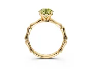 Solitaire Engagement Ring Setting for Fancy Yellow Round Cut Center with Bamboo Band and Prong Head in Yellow Gold