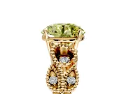 Leaf Engagement Ring Setting for Fancy Yellow Round Cut Center with Milgrain Accent Band and Prong Head in Yellow Gold