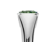 Tension Engagement Ring Setting for Fancy Green Radiant Cut Center with Wide Tapered Band and Tension Head in Platinum