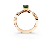 Solitaire Engagement Ring Setting for Fancy Green Emerald Cut Center with Bar-Station Pave Twist and Prong Head in Rose Gold
