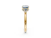 Hidden Halo Engagement Ring Setting for Fancy Blue Princess Cut Center with Plain Rounded Band and Prong Head in Yellow Gold