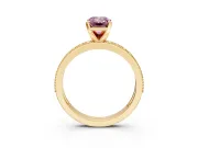 Milgrain Pave Engagement Ring Setting for Fancy Pink Emerald Cut Center with Accent Band and Prong Head in Yellow Gold
