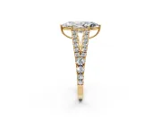 Solitaire Engagement Ring Setting for Marquise Center with Pave Split Shank and Prong Head in Yellow Gold
