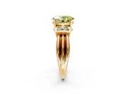Solitaire Engagement Ring Setting for Fancy Yellow Oval Center with Grooved Bar Accent Band and Prong Head in Yellow Gold