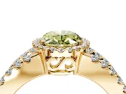 Halo Engagement Ring Setting for Fancy Yellow Oval Center with Wide-Open Pave Split Shank and Prong Head in Yellow Gold