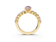 Shared-Prong Engagement Ring Setting for Fancy Pink Marquise Center with Graduated Accents and Prong Head in Yellow Gold