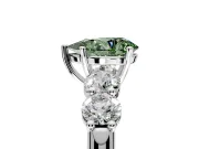 5 Stone Engagement Ring Setting for Fancy Green Pear-Shaped Center with Graduated Accents and Prong Head in Sterling Silver