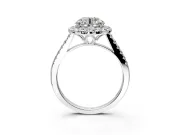 Halo Engagement Ring Setting for Round Cut Center with Raised Halo, Pave Band and Prong Head in Platinum