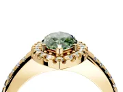 Pave Halo Engagement Ring Setting for Fancy Green Marquise Center with Single Row Pave Band and Prong Head in Yellow Gold